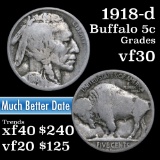 1918-d Buffalo Nickel 5c Grades vf++