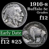 1916-s Buffalo Nickel 5c Grades f, fine