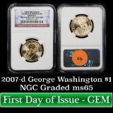 NGC 2007-d George Washington First day of Issue Presidential Dollar $1 Graded ms65 by NGC
