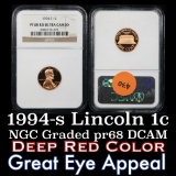 NGC 1994-s Lincoln Cent 1c Graded pr68 RD DCAM by NGC