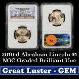 NGC 2010-d Abraham Lincoln First day of Issue Presidential Dollar $1 Graded ms65 by NGC