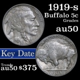 1919-s Buffalo Nickel 5c Grades AU, Almost Unc (fc)