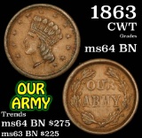 1863 Our Army Civil War Token 1c Grades Choice Unc BN (fc)