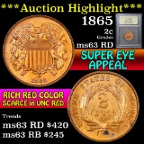 ***Auction Highlight*** 1865 Two Cent Piece 2c Graded Select Unc RD by USCG (fc)