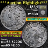 ***Auction Highlight*** 1834 Capped Bust Half Dollar 50c Graded Select Unc by USCG (fc)