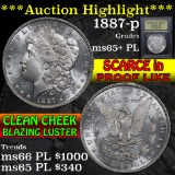 ***Auction Highlight*** 1887-p Morgan Dollar $1 Graded GEM+ PL by USCG (fc)