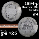 1894-p Barber Dime 10c Grades g, good