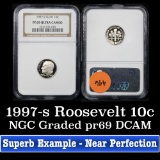 NGC 1997-s Roosevelt Dime 10c Graded pr69 DCAM by NGC