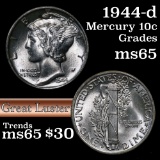 1944-d Mercury Dime 10c Grades GEM Unc