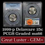 PCGS 1999-p Delaware Washington Quarter 25c Graded ms66 by PCGS