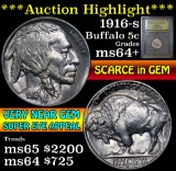 ***Auction Highlight*** 1916-s Buffalo Nickel 5c Graded Choice+ Unc by USCG (fc)