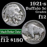 1921-s Buffalo Nickel 5c Grades f, fine