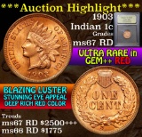 ***Auction Highlight*** 1903 Indian Cent 1c Graded GEM++ Unc RD by USCG (fc)