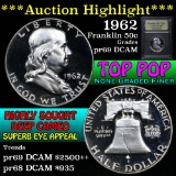 ***Auction Highlight*** 1962 TOP POP Franklin Half Dollar 50c Graded GEM++ Proof DCAM by USCG (fc)