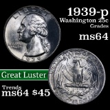 1939-p Washington Quarter 25c Grades Choice Unc