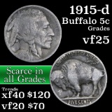 1915-d Buffalo Nickel 5c Grades vf+