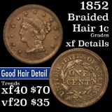 1852 Braided Hair Large Cent 1c Grades xf details