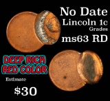 no date, off center strike with brockage Lincoln Cent 1c Grades Select Unc RD