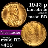 1942-p Lincoln Cent 1c Grades GEM+++ Unc RD (fc)