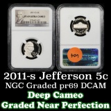 NGC 2011-s Jefferson Nickel 5c Graded pr69 DCAM by NGC