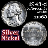 1943-d Jefferson Nickel 5c Grades GEM Unc
