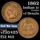 1862 Indian Cent 1c Grades vf details