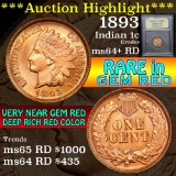 ***Auction Highlight*** 1893 Indian Cent 1c Graded Choice+ Unc RD by USCG (fc)