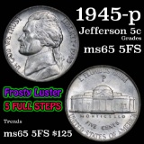 1945-p Jefferson Nickel 5c Grades GEM 5fs
