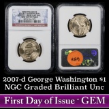 NGC 2007-d George Washington First day of Issue Presidential Dollar $1 Graded ms65 by NGC