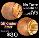 no date, off center error Lincoln Cent 1c Grades GEM Unc RD