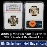 NGC 2008-p Martin Van Buren First day of Issue Presidential Dollar $1 Graded ms65 by NGC