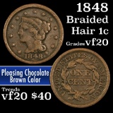 1848 Braided Hair Large Cent 1c Grades vf, very fine