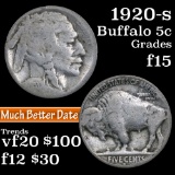 1920-s Buffalo Nickel 5c Grades f+