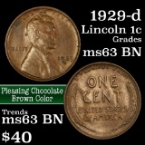 1929-d Lincoln Cent 1c Grades Select Unc BN
