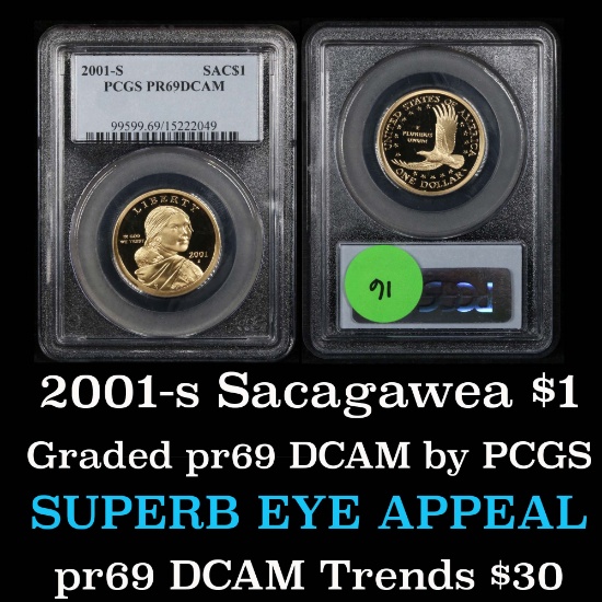 PCGS 2001-s Sacagawea Dollar $1 Graded pr69 DCAM by PCGS