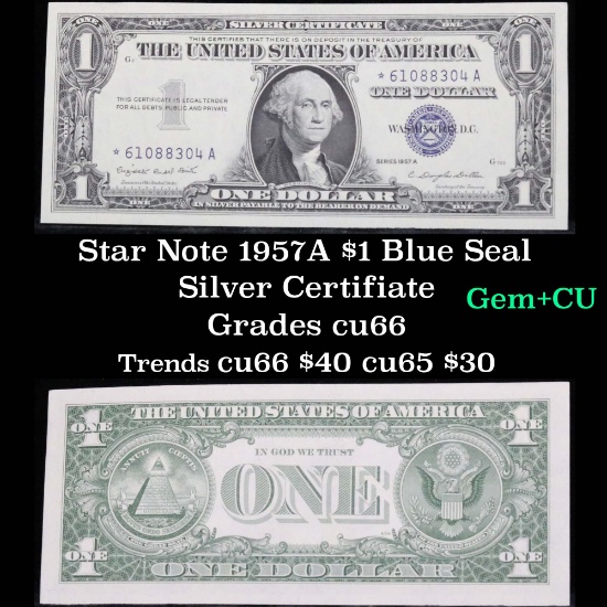 **Star Note  1957A $1 Blue Seal Silver Certificate Grades Gem+ CU