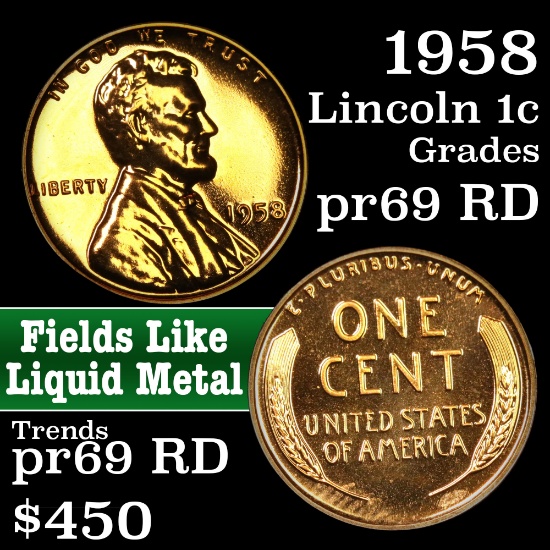 1958 Lincoln Cent 1c Grades Gem++ Proof Red (fc)