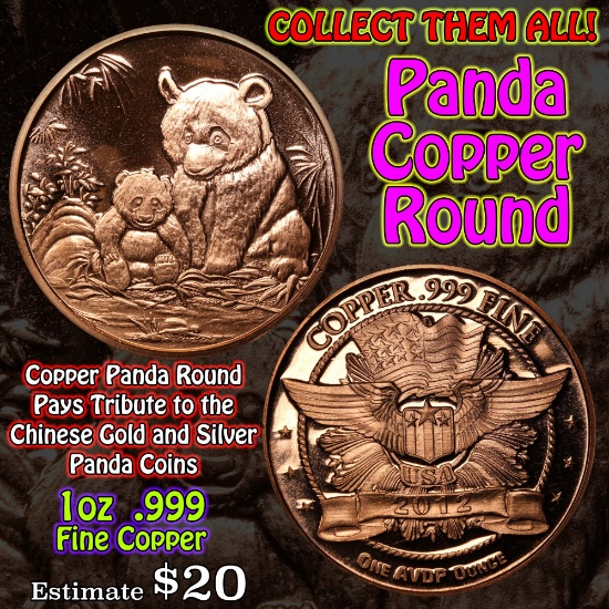 Panda 1 oz .999 Copper Round