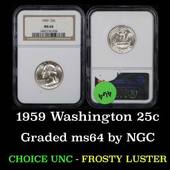 NGC 1959-p Washington Quarter 25c Graded ms64 by NGC