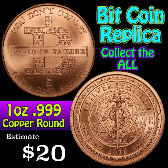 Bit Coin 1 oz .999 Copper Round