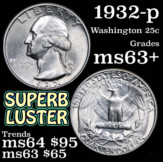 1932-p Washington Quarter 25c Grades Select+ Unc