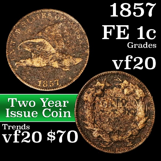 1857 Flying Eagle Cent 1c Grades vf, very fine