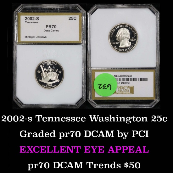 2002-s Tennessee Washington Quarter 25c Graded pr70 DCAM by PCI