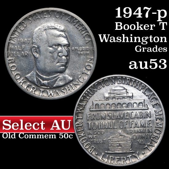 1947-p BTW Old Commem Half Dollar 50c Grades Select AU