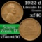 1922-d Weak D Lincoln Cent 1c Grades xf