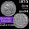 1870 Three Cent Copper Nickel 3cn Grades Choice Unc (fc)