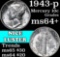1943-p Mercury Dime 10c Grades Choice+ Unc