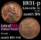 1931-p Lincoln Cent 1c Grades GEM Unc BN
