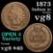 1873 open 3 Indian Cent 1c Grades vg, very good