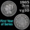 1865 Three Cent Copper Nickel 3cn Grades vg+